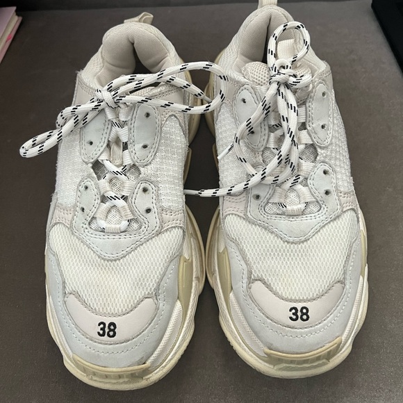 Triple S logo-embroidered faux leather, faux nubuck and mesh sneakers - Picture 1 of 4